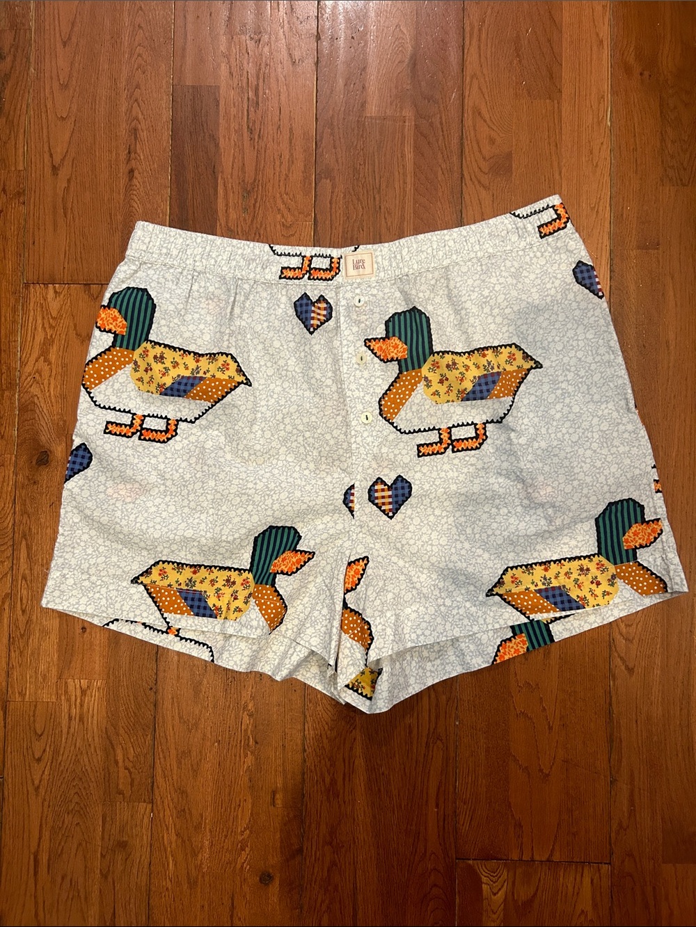 Lyrebird Patchwork Duck Print Pajama Shorts Cotton Lounge Shorts
